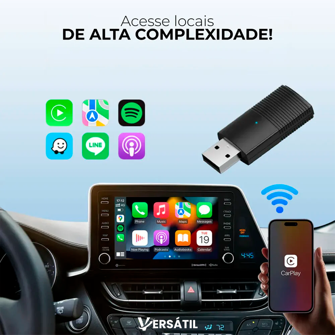 Adaptador Sem fio CarPlay/Android Auto para Multimídia - DriveVersátil Mini™ {ESPECIAL BLACK FRIDAY}
