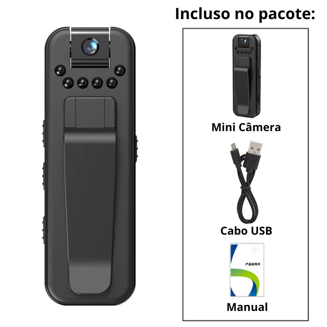 Mini Câmera Gravadora 1080p Full HD Com Redução De Ruídos + BRINDE Adaptador Celular
