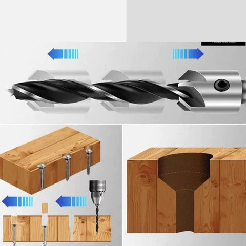 Jogo de Brocas para Madeira com Escareador e Limitador