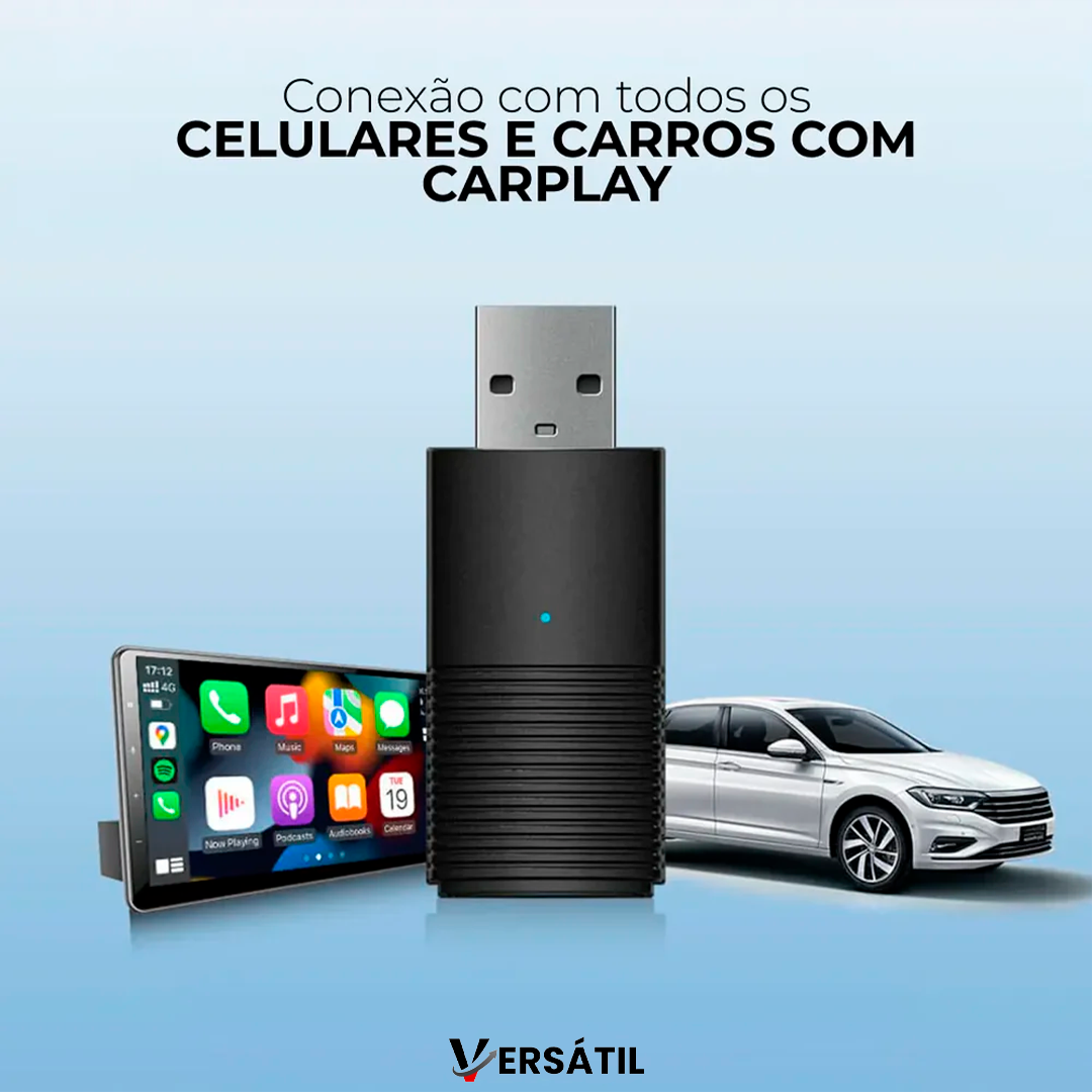 Adaptador Sem fio CarPlay/Android Auto para Multimídia - DriveVersátil Mini™ {ESPECIAL BLACK FRIDAY}