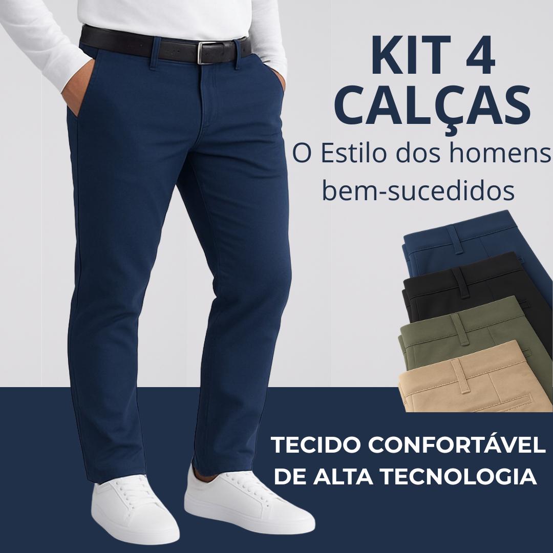KIT 4 Calças Sociais + Brinde Cinto Social Couro