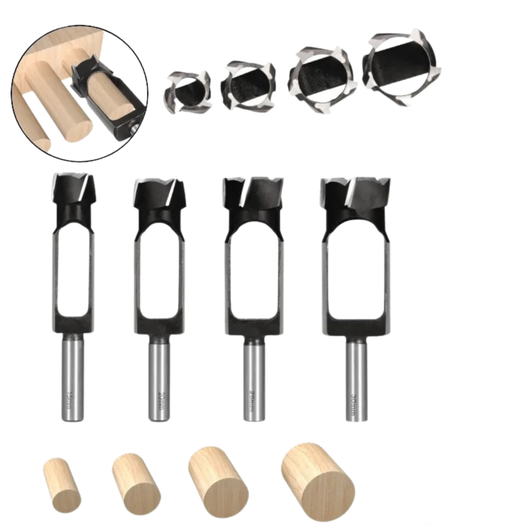 Kit Com 4 Brocas Para Fazer Cavilhas e Espigas