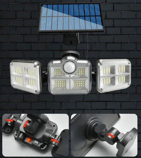 Refletor Led Solar com 3 Cabeças Impermeáveis - SunGlow